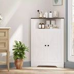 68" Tall Farmhouse Corner Cabinet – 4 Doors, 5 Shelves, Barn Door Style