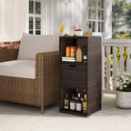 Outdoor Storage Cabinet with Storage Shelves & Removable Drawer for Porch Mix Brown/Black/Gray