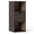 Outdoor Storage Cabinet with Storage Shelves & Removable Drawer for Porch Mix Brown/Black/Gray