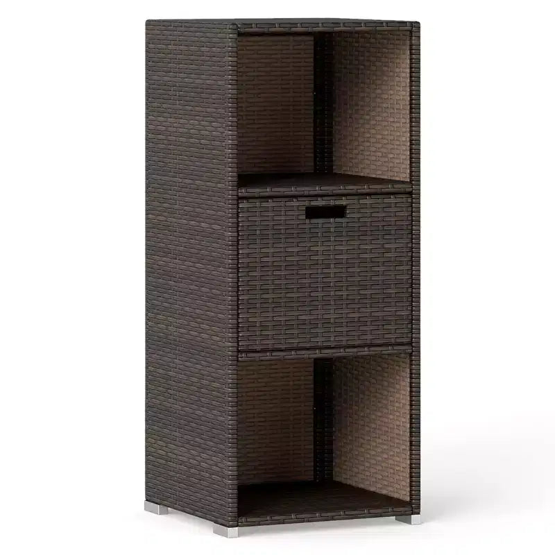 Outdoor Storage Cabinet with Storage Shelves & Removable Drawer for Porch Mix Brown/Black/Gray