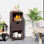 Outdoor Storage Cabinet with Storage Shelves & Removable Drawer for Porch Mix Brown/Black/Gray
