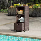 Outdoor Storage Cabinet with Storage Shelves & Removable Drawer for Porch Mix Brown/Black/Gray