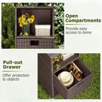 Outdoor Storage Cabinet with Storage Shelves & Removable Drawer for Porch Mix Brown/Black/Gray