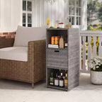 Outdoor Storage Cabinet with Storage Shelves & Removable Drawer for Porch Mix Brown/Black/Gray