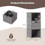 Outdoor Storage Cabinet with Storage Shelves & Removable Drawer for Porch Mix Brown/Black/Gray