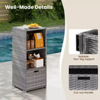 Outdoor Storage Cabinet with Storage Shelves & Removable Drawer for Porch Mix Brown/Black/Gray