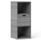 Outdoor Storage Cabinet with Storage Shelves & Removable Drawer for Porch Mix Brown/Black/Gray