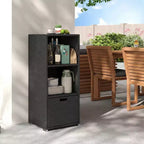 Outdoor Storage Cabinet with Storage Shelves & Removable Drawer for Porch Mix Brown/Black/Gray