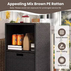 Outdoor Storage Cabinet with Storage Shelves & Removable Drawer for Porch Mix Brown/Black/Gray
