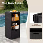Outdoor Storage Cabinet with Storage Shelves & Removable Drawer for Porch Mix Brown/Black/Gray