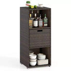 Outdoor Storage Cabinet with Storage Shelves & Removable Drawer for Porch Mix Brown/Black/Gray