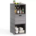 Outdoor Storage Cabinet with Storage Shelves & Removable Drawer for Porch Mix Brown/Black/Gray