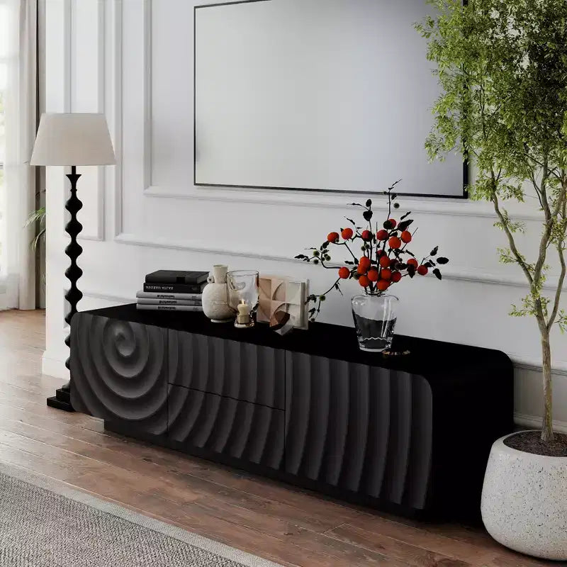 58" TV Stand with Spiral Wave Design – 2 Drawers & 2 Storage Compartments