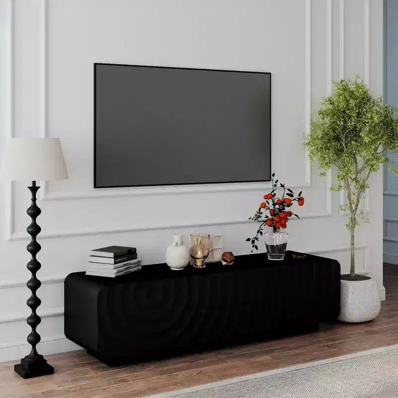 58" TV Stand with Spiral Wave Design – 2 Drawers & 2 Storage Compartments