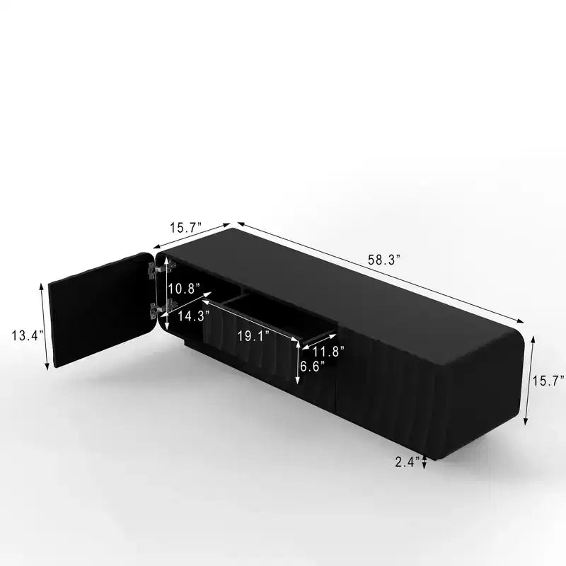 58" TV Stand with Spiral Wave Design – 2 Drawers & 2 Storage Compartments