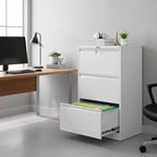 3-Drawer Lateral Metal File Cabinet with Lock – Heavy-Duty Carbon Steel, Office Storage