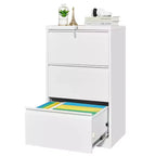 3-Drawer Lateral Metal File Cabinet with Lock – Heavy-Duty Carbon Steel, Office Storage