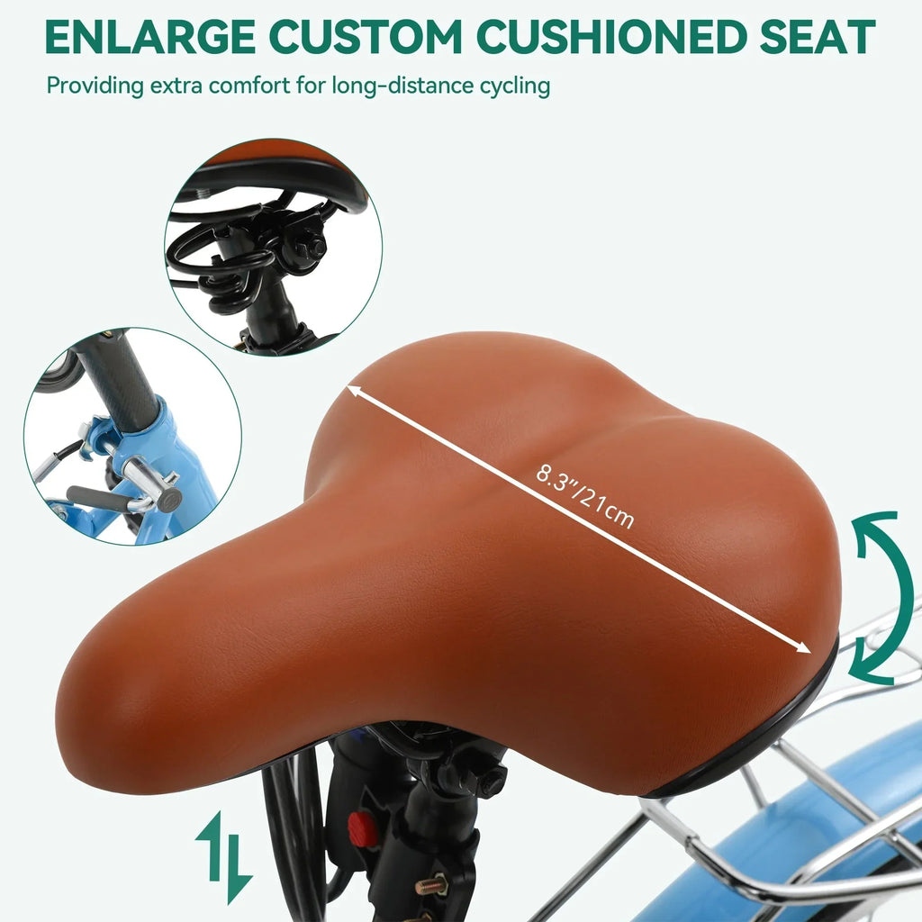 Moasis24/26 Bicicletta Cruiser a 7 velocità Regolabile con Telaio Ribassato, per Pendolari
