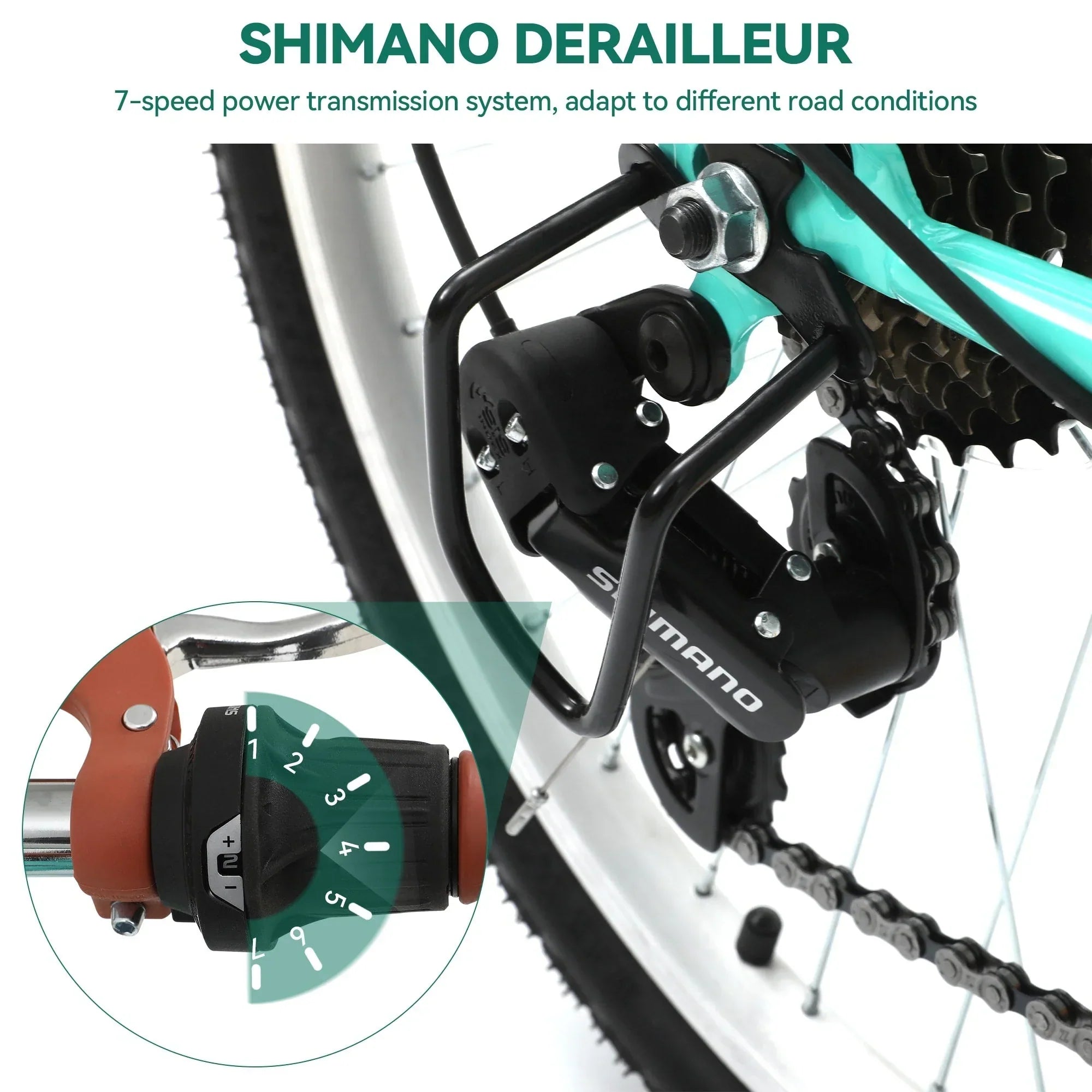 Moasis24/26 Bicicletta Cruiser a 7 velocità Regolabile con Telaio Ribassato, per Pendolari