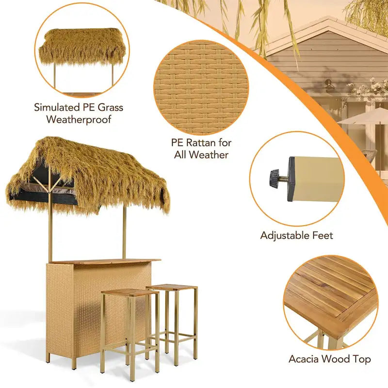 Set da patio stile hawaiano ad altezza bancone