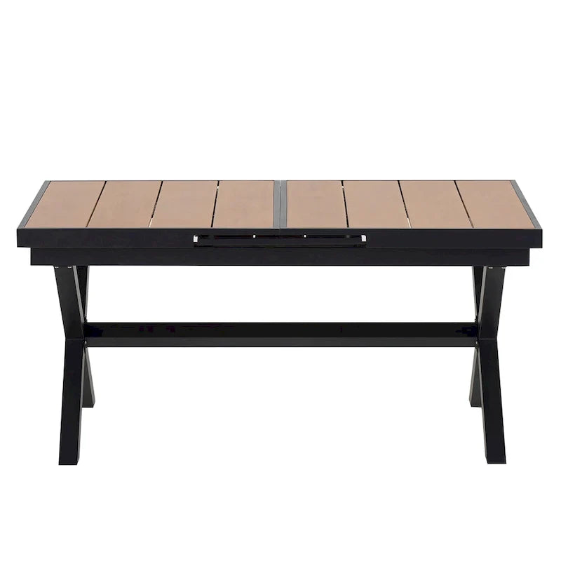 Set da pranzo da esterno allungabile a 7 pezzi con tavolo allungabile e 6 sedie con braccioli