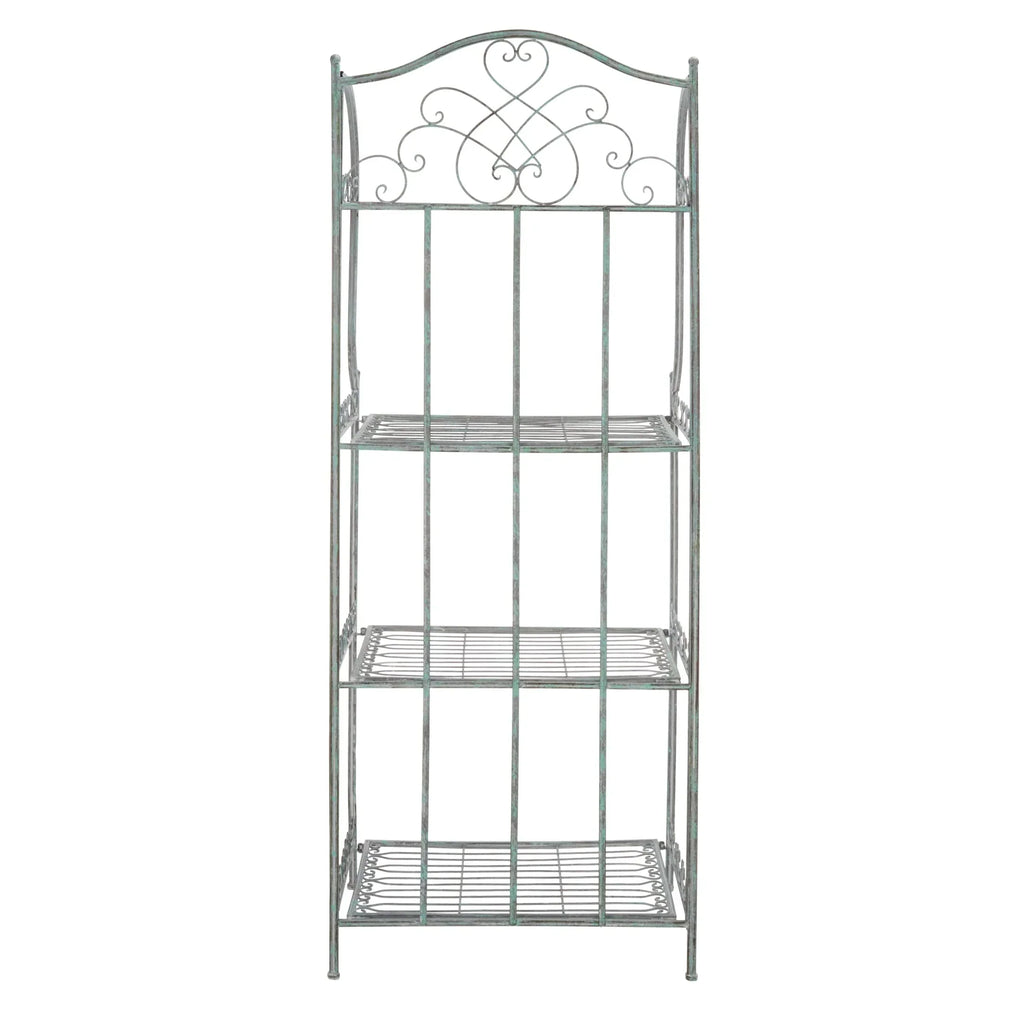 SAFAVIEH Bryn Scaffale da panettiere da esterno a 4 ripiani in ferro battuto vittoriano - 25 pollici L x 15 pollici P x 63 pollici H - 25 L x 15 P x 63 H