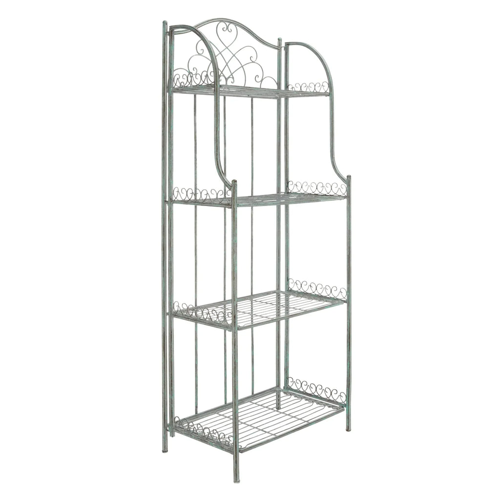 SAFAVIEH Bryn Scaffale da panettiere da esterno a 4 ripiani in ferro battuto vittoriano - 25 pollici L x 15 pollici P x 63 pollici H - 25 L x 15 P x 63 H