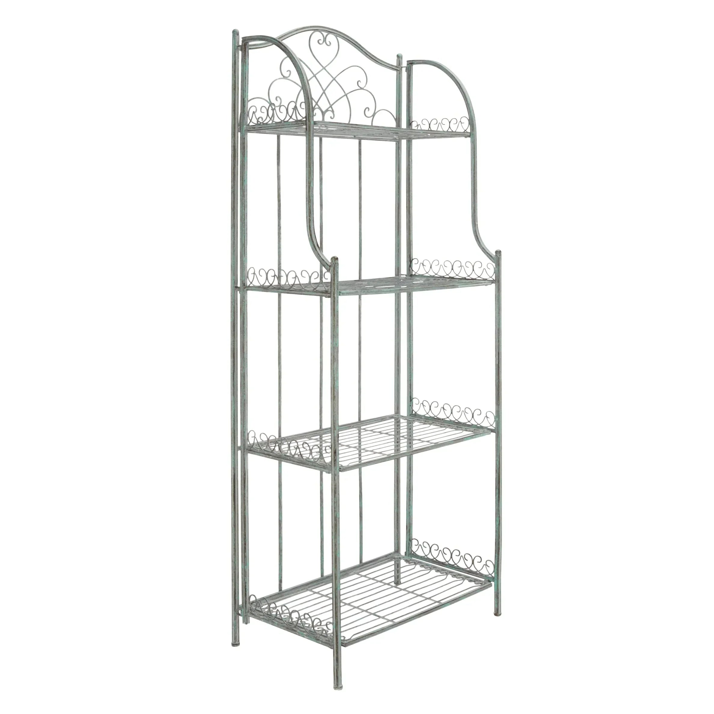 SAFAVIEH Bryn Scaffale da panettiere da esterno a 4 ripiani in ferro battuto vittoriano - 25 pollici L x 15 pollici P x 63 pollici H - 25 L x 15 P x 63 H