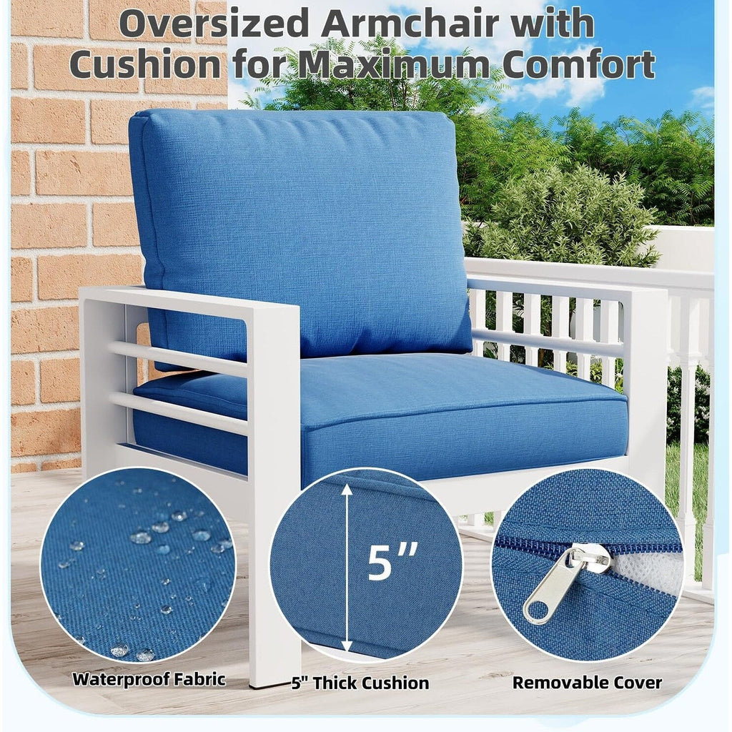 AECOJOY Set di mobili da giardino a 7 pezzi in alluminio Set da conversazione per esterni