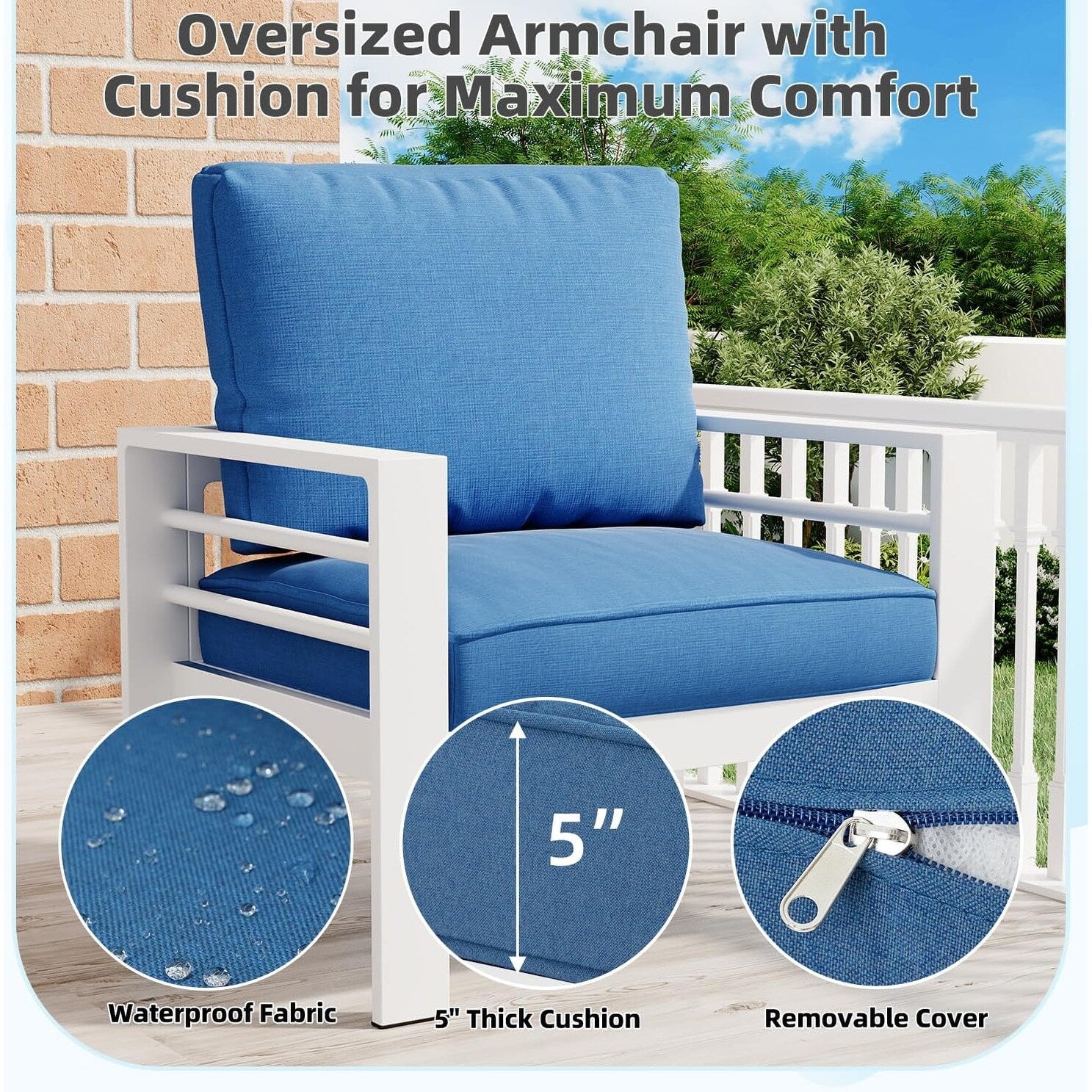 AECOJOY Set di mobili da giardino a 7 pezzi in alluminio Set da conversazione per esterni