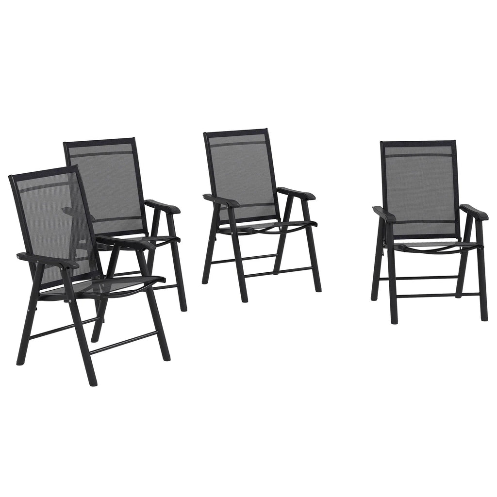 Set di 4 sedie pieghevoli Outsunny per patio, dal design semplice ed elegante, comode per terrazza, giardino, cortile e viaggio