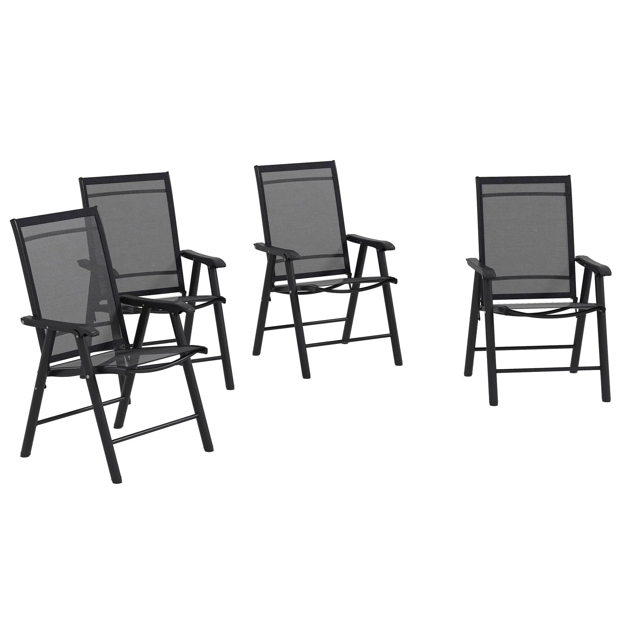 Set di 4 sedie pieghevoli Outsunny per patio, dal design semplice ed elegante, comode per terrazza, giardino, cortile e viaggio