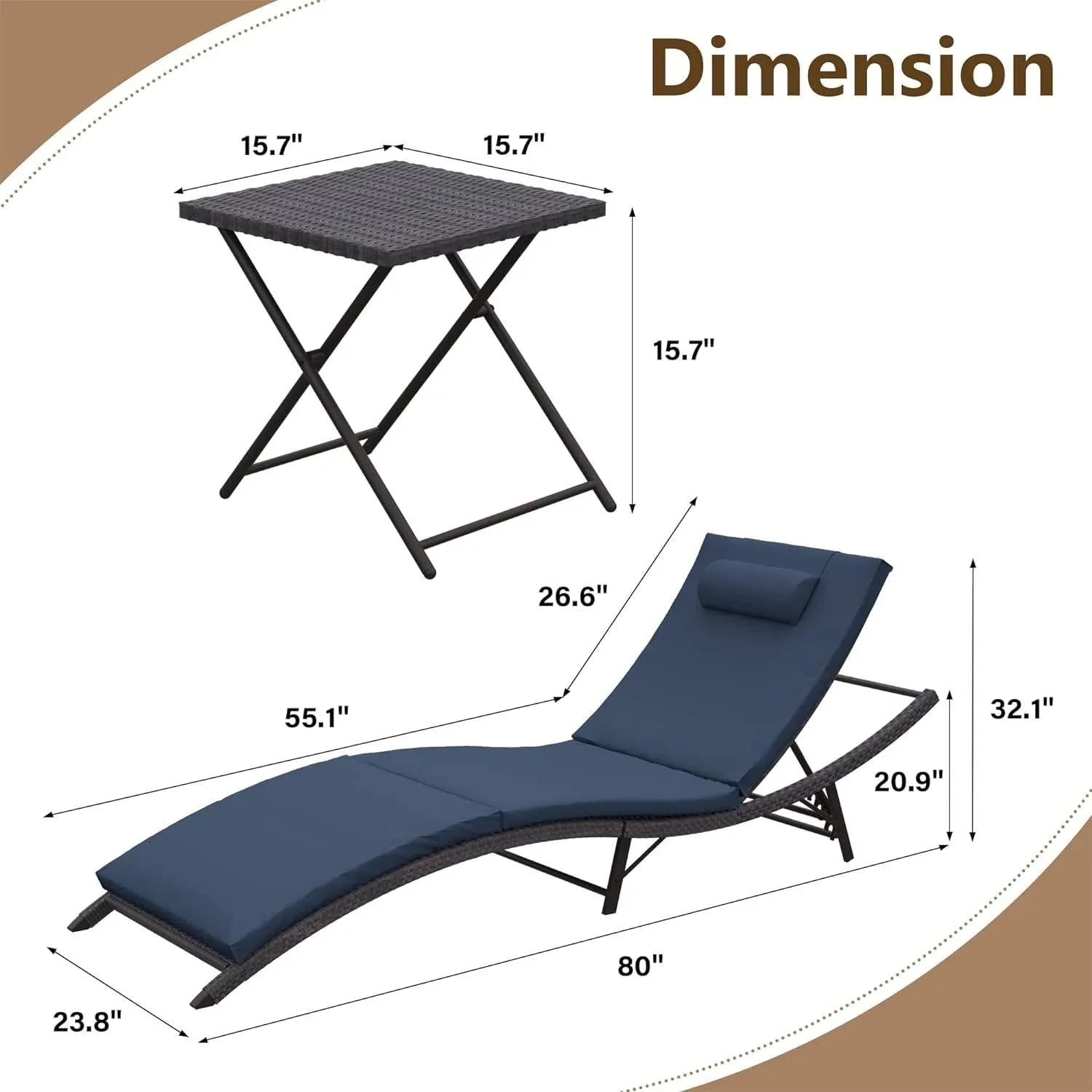 Set di 3 Chaise Lounge da Esterno Kullavik