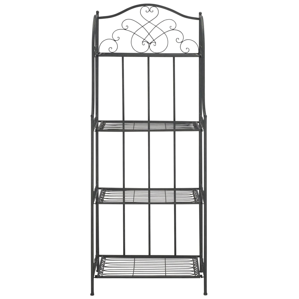 SAFAVIEH Bryn Scaffale da panettiere da esterno a 4 ripiani in ferro battuto vittoriano - 25 pollici L x 15 pollici P x 63 pollici H - 25 L x 15 P x 63 H
