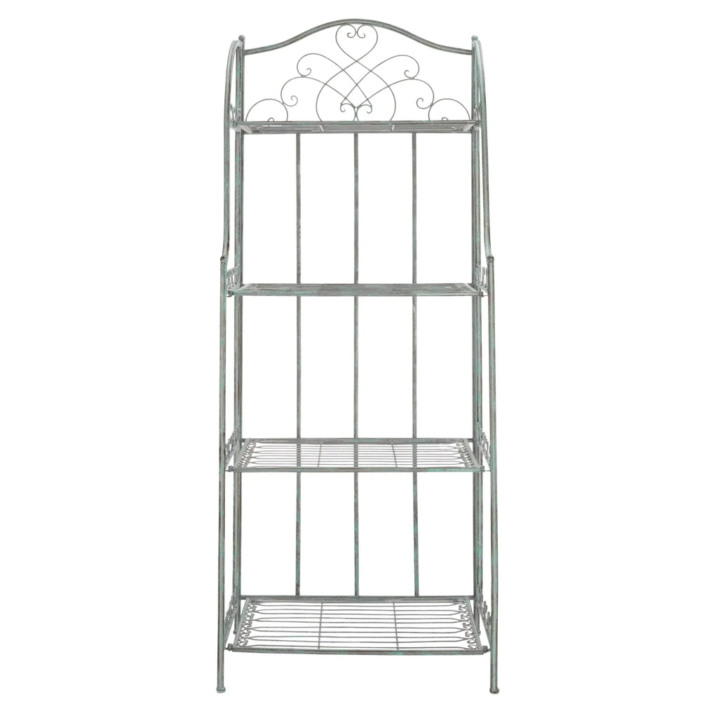 SAFAVIEH Bryn Scaffale da panettiere da esterno a 4 ripiani in ferro battuto vittoriano - 25 pollici L x 15 pollici P x 63 pollici H - 25 L x 15 P x 63 H