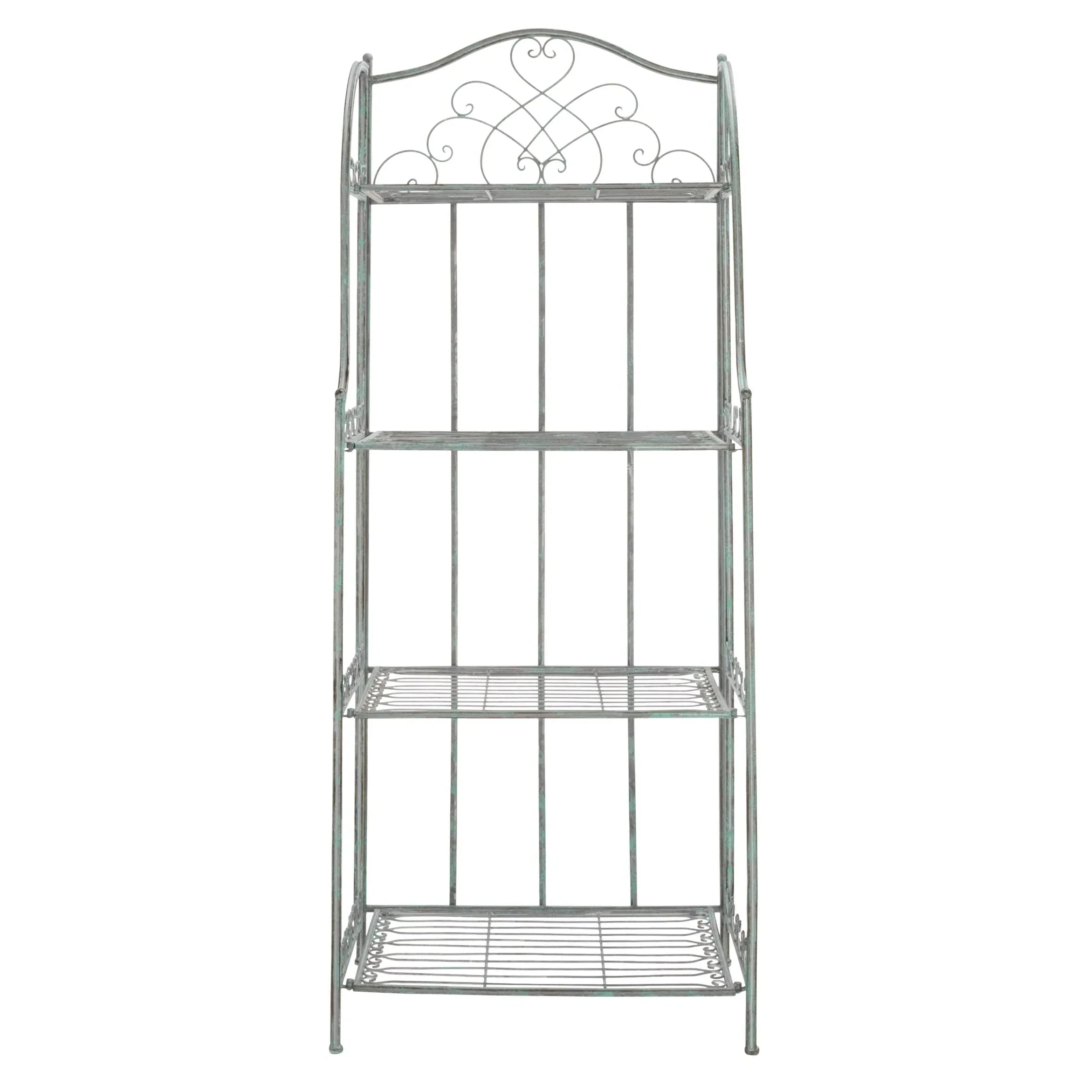 SAFAVIEH Bryn Scaffale da panettiere da esterno a 4 ripiani in ferro battuto vittoriano - 25 pollici L x 15 pollici P x 63 pollici H - 25 L x 15 P x 63 H