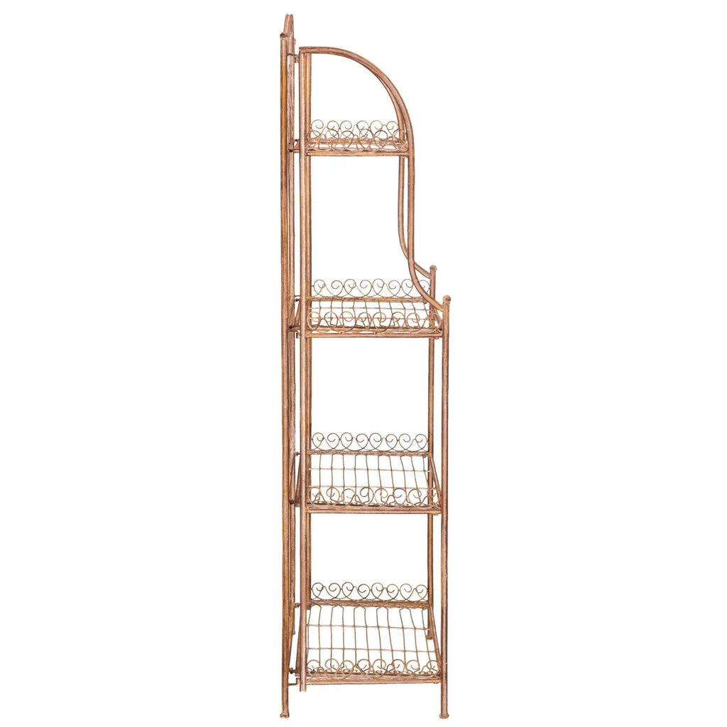 SAFAVIEH Bryn Scaffale da panettiere da esterno a 4 ripiani in ferro battuto vittoriano - 25 pollici L x 15 pollici P x 63 pollici H - 25 L x 15 P x 63 H