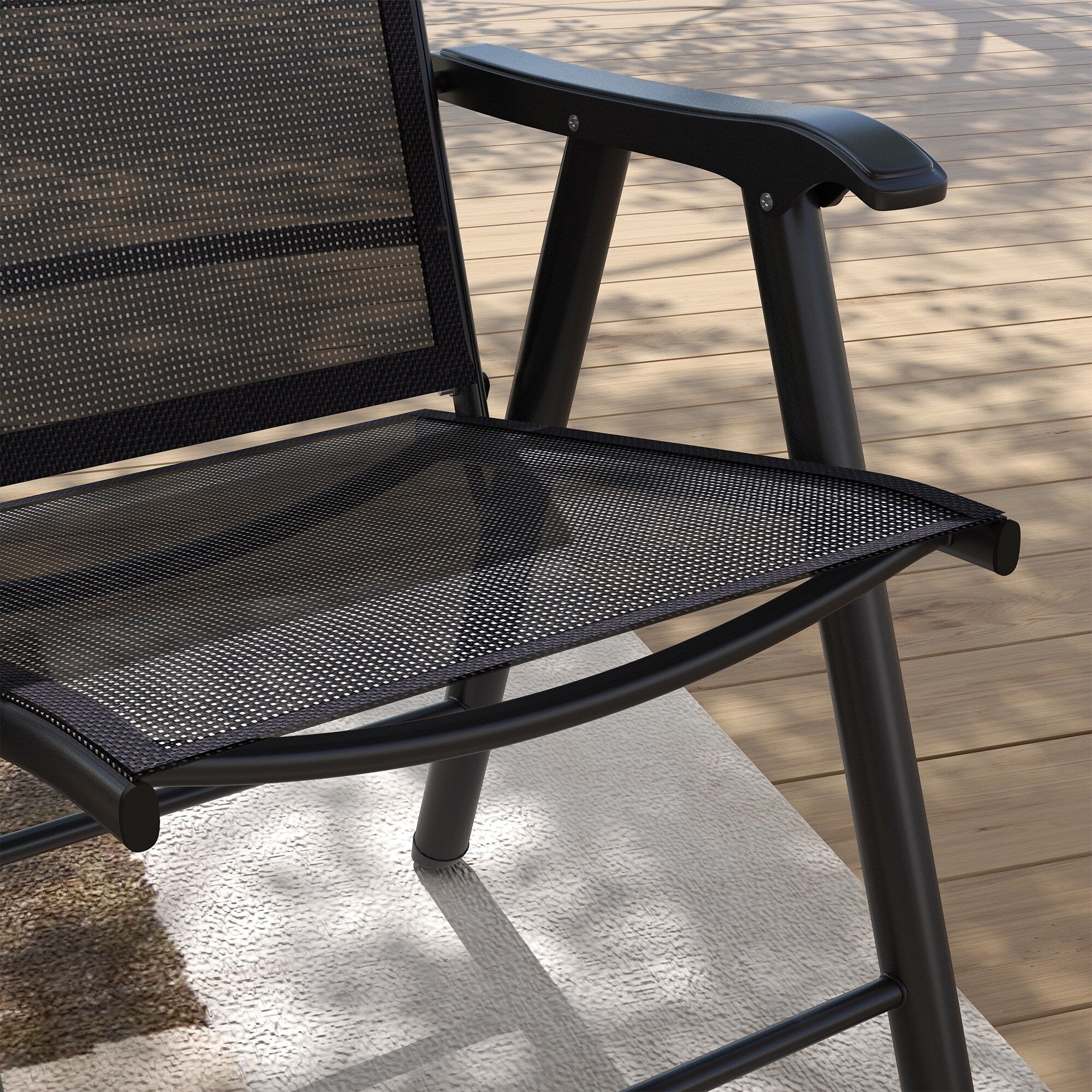 Set di 4 sedie pieghevoli Outsunny per patio, dal design semplice ed elegante, comode per terrazza, giardino, cortile e viaggio