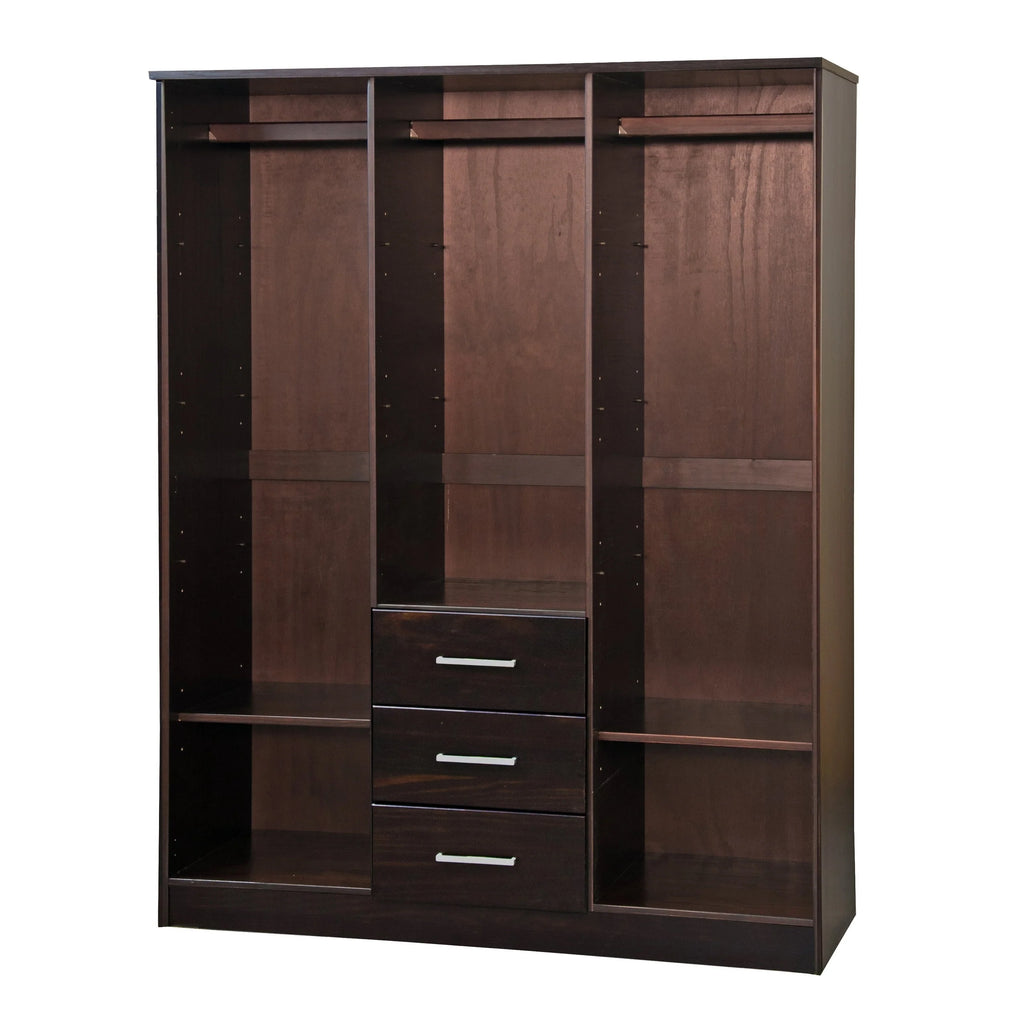 Palace Imports Armadio a 3 ante Cosmo 100% legno massello con ante in legno massello o a specchio
