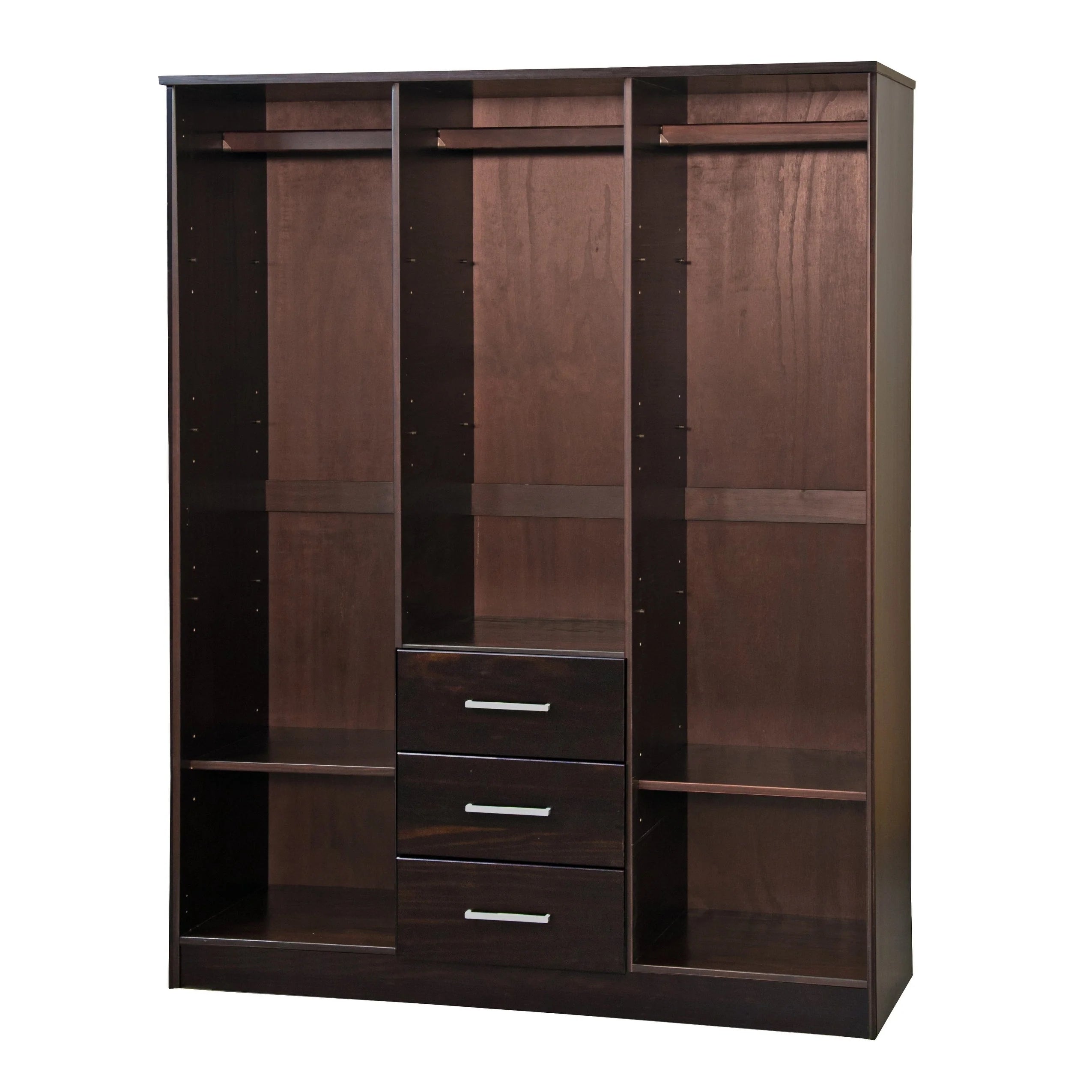 Palace Imports Armadio a 3 ante Cosmo 100% legno massello con ante in legno massello o a specchio