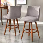 Lifestorey 3pc Derby Counter Height Dining Set Walnut/Gray: Rubberwood, Upholstered Stools, Foam Padding