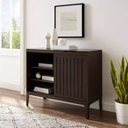 Asher Record Storage Media Console Dark Brown - Crosley: Sliding Doors, Adjustable Shelving, Vinyl Organizer