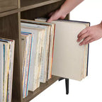 40" Vinyl Record Storage Media Console – Walnut, Holds 200 Records