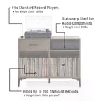 40" Vinyl Record Storage Media Console – Walnut, Holds 200 Records