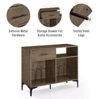 40" Vinyl Record Storage Media Console – Walnut, Holds 200 Records