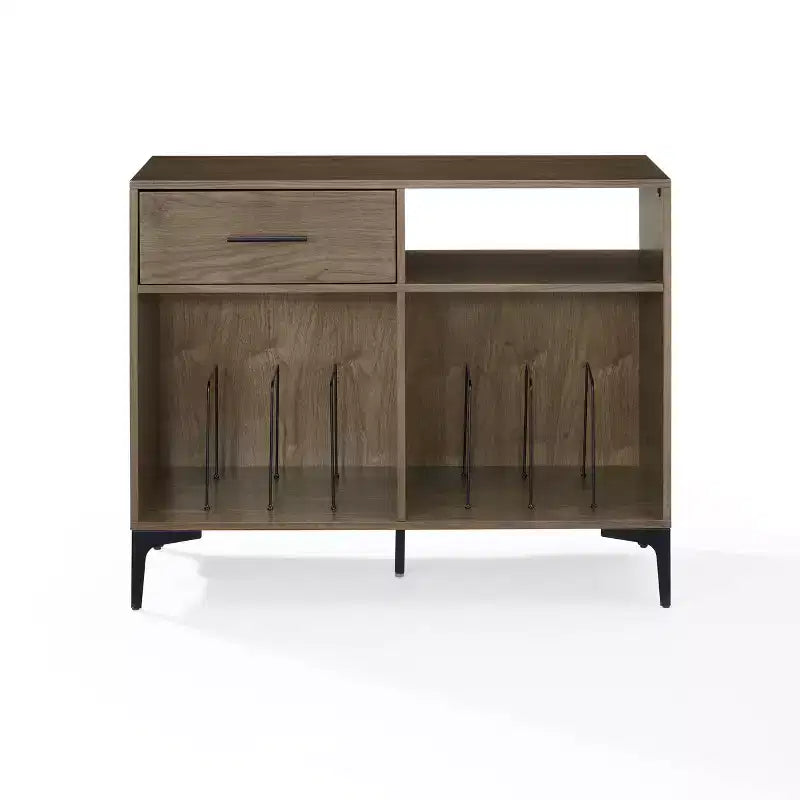 40" Vinyl Record Storage Media Console – Walnut, Holds 200 Records