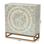 Mother of Pearl Mosaic Storage Cabinet – White & Gold, Bohemian, No Assembly