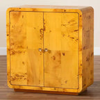 Real Burl Wood Storage Cabinet – Light Mappa Burl, Fully Assembled, 2 Shelves