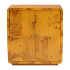 Real Burl Wood Storage Cabinet – Light Mappa Burl, Fully Assembled, 2 Shelves