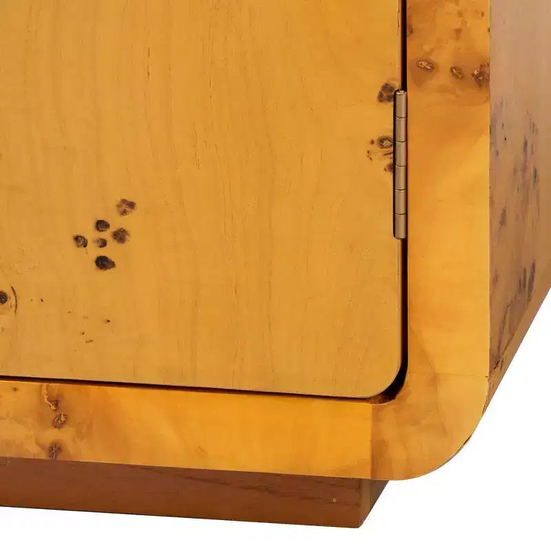 Real Burl Wood Storage Cabinet – Light Mappa Burl, Fully Assembled, 2 Shelves